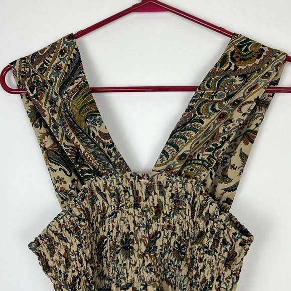 Avatar Imports Clothing sleeveless blouse ruched floral top gold L - Picture 4 of 8